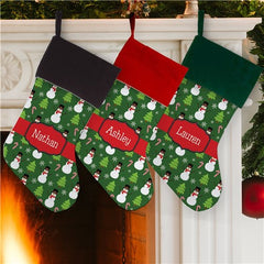 Personalized Snowman Print Stocking