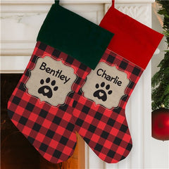 Personalized Red Plaid Pet Stocking