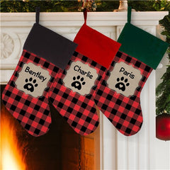 Personalized Red Plaid Pet Stocking