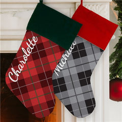 Custom Plaid Stocking With Name