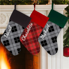 Custom Plaid Stocking With Name