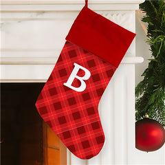 Custom Plaid Stocking With Initial