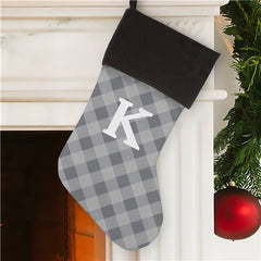 Custom Plaid Stocking With Initial