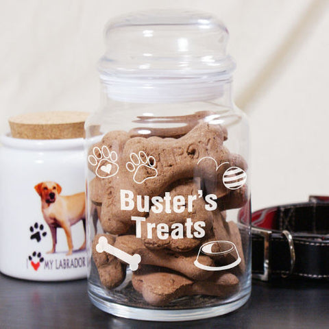 Engraved Pet Treat Glass Jar