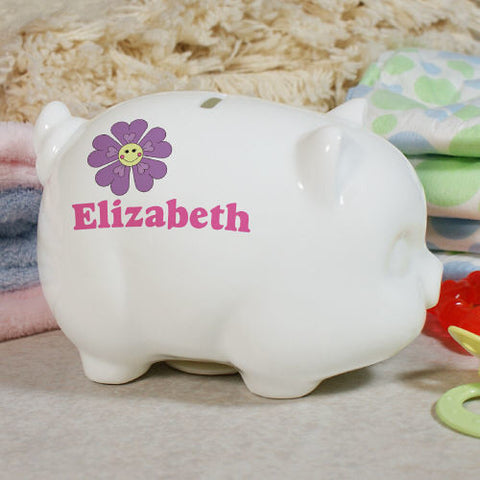 Personalized Flower Piggy Bank