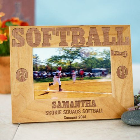 Softball Wood Picture Frame