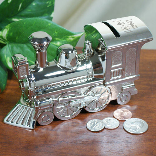 Silver Train Bank With Name & Date