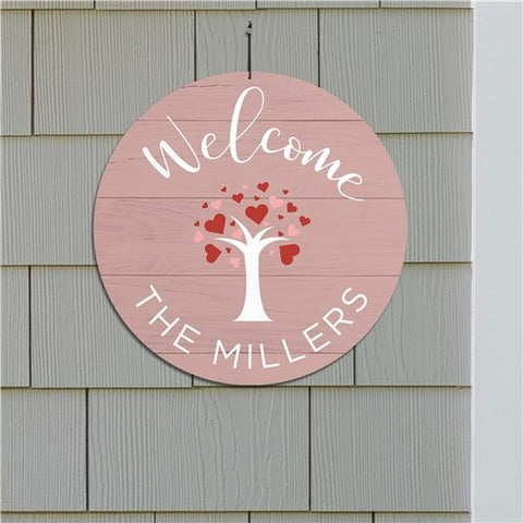 Personalized Hearts Tree Welcome Sign