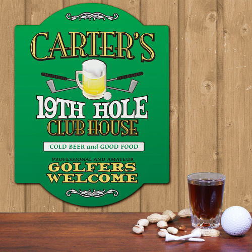 19th Hole Personalized Golf Sign