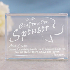 Confirmation Sponsor Engraved Keepsake