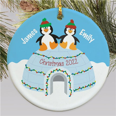 Penguin Couple Personalized Ornament