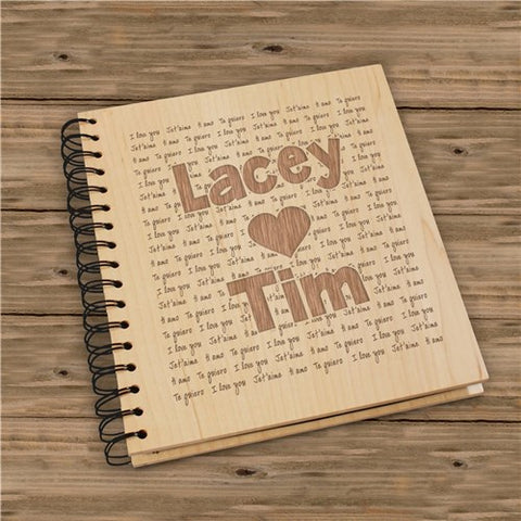 I Love You Engraved Names Wood Photo Album