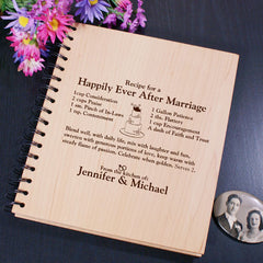 Happily Ever After Recipe Engraved Wood Recipe Album