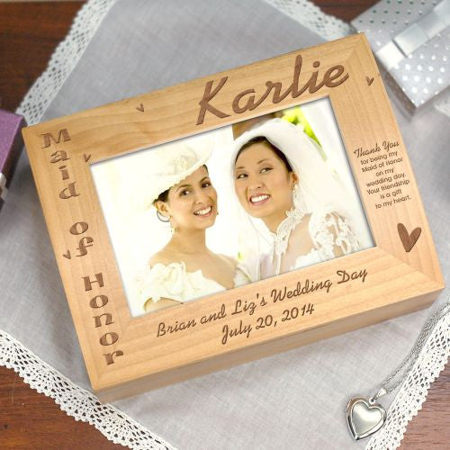 Maid of Honor Wood Photo Keepsake Box