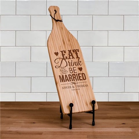 Eat, Drink and Be Married Wine Bottle Shaped Cheese Board