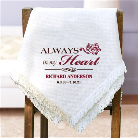 Always In My Heart Memorial Embroidered Afghan