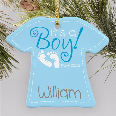 It's A Boy Personalized T-Shirt Ornament