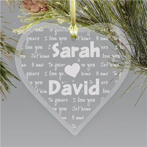 Language Of Love Heart Glass Ornament