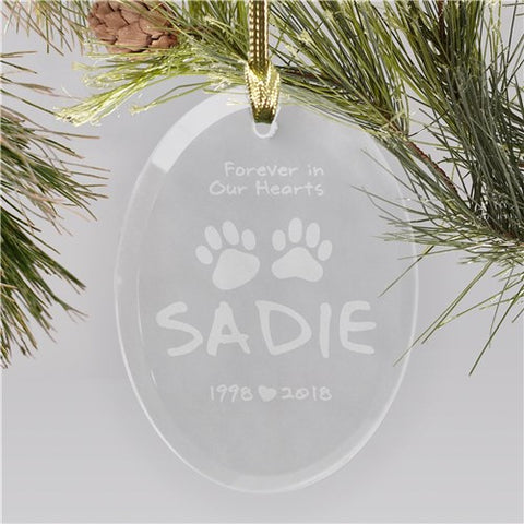In Our Hearts Pet Memorial Glass Ornament