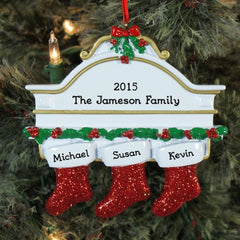 White Mantle & Stockings Personalized Ornament