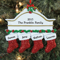 White Mantle & Stockings Personalized Ornament