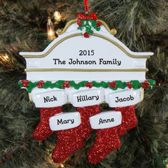 White Mantle & Stockings Personalized Ornament