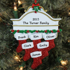 White Mantle & Stockings Personalized Ornament