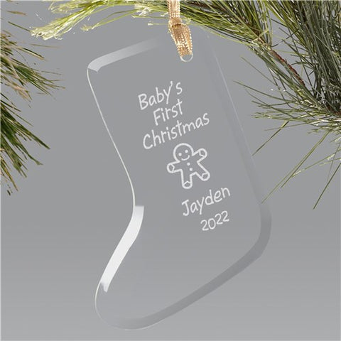 Baby's 1st Christmas Glass Stocking Ornament