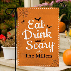 Personalized Eat Drink Be Scary Halloween Flag