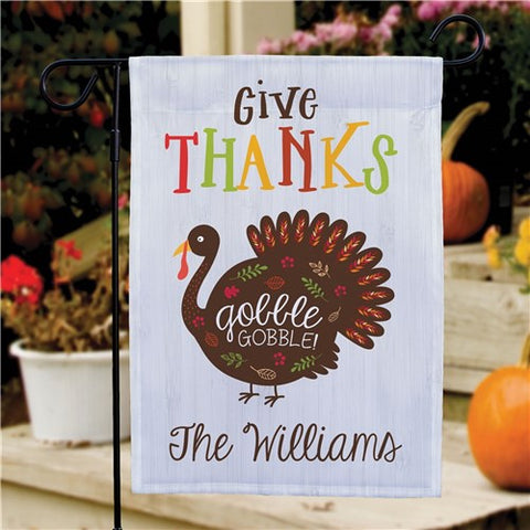 Thankful Turkey Personalized Garden Flag