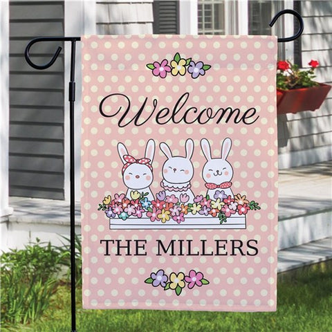 Vintage Bunnies Personalized Garden Flag