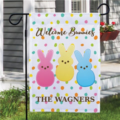 Welcome Bunnies Personalized Garden Flag