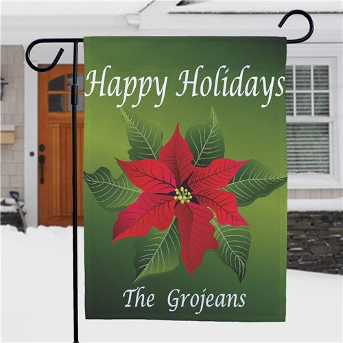 Poinsettia Holiday Personalized Garden Flag