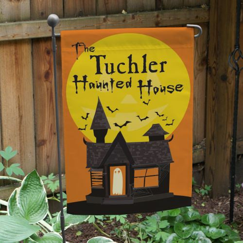 Haunted House Personalized Garden Flag