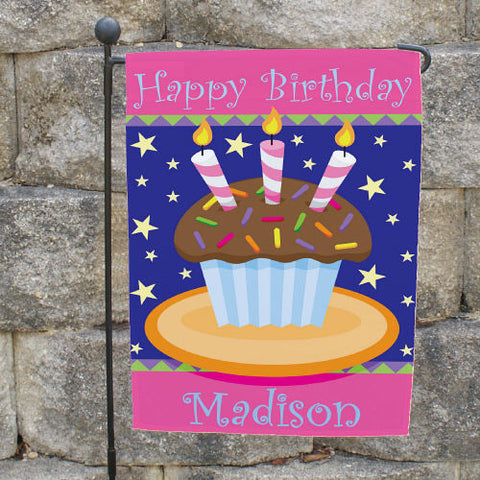 Personalized Birthday Cake Garden Flag