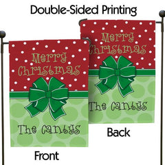 Christmas Bow Personalized Garden Flag