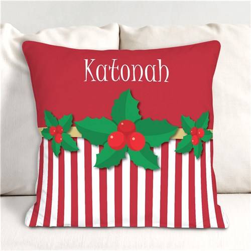 Christmas Stripes Personalized Throw Pillow