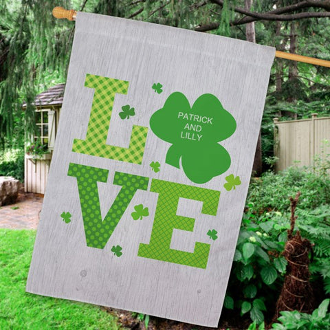 Personalized Shamrock Love Flag