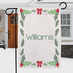 Holly Leaves Personalized Garden Flag