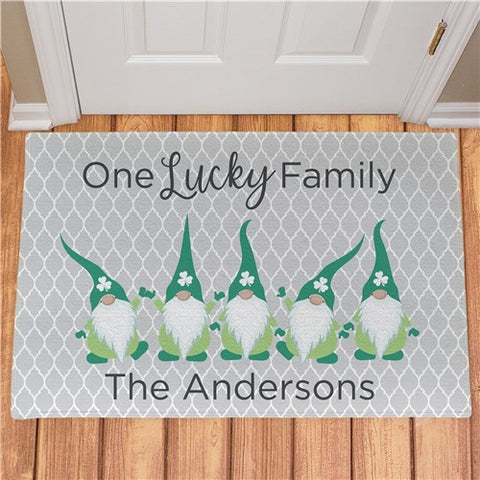 Personalized One Lucky Gnome Family Doormat