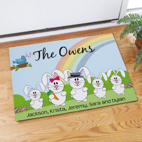 Bunny Family Personalized Doormat