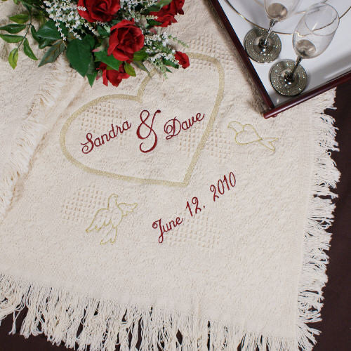Embroidered Wedding Heart Afghan