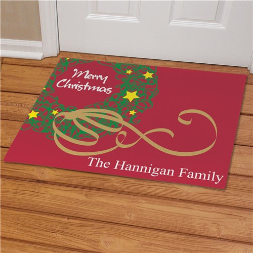 Merry Christmas Wreath Doormat