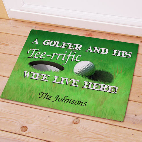 Golfer & His Wife Welcome Mat
