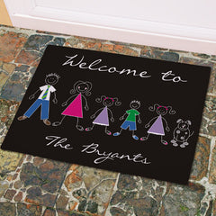 Stick Figure Family Welcome Mat