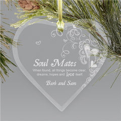 Soul Mates Heart Glass Ornament