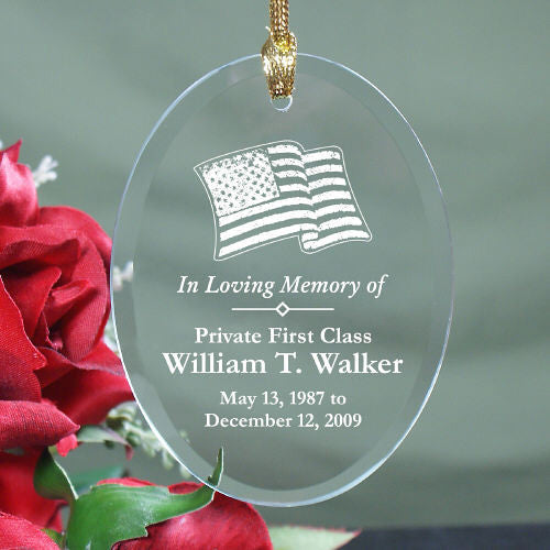 In Loving Memory Military Glass Ornament