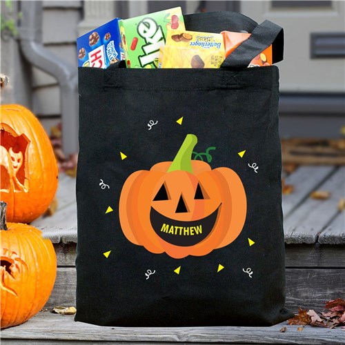 Smiling Pumpkin Personalized Treat Bag