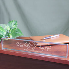 Engraved Glass Desk Name Plate