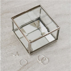Engraved Cross Glass Jewelry Box